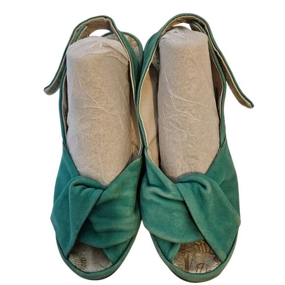 Fly London wedge sandals, faded turquoise.  Size 39(8). - Picture 2 of 5